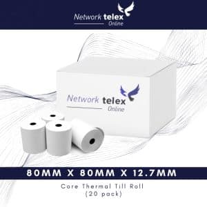 80mm x 80mm x 12.7mm Core Thermal Till Roll (20 pack)